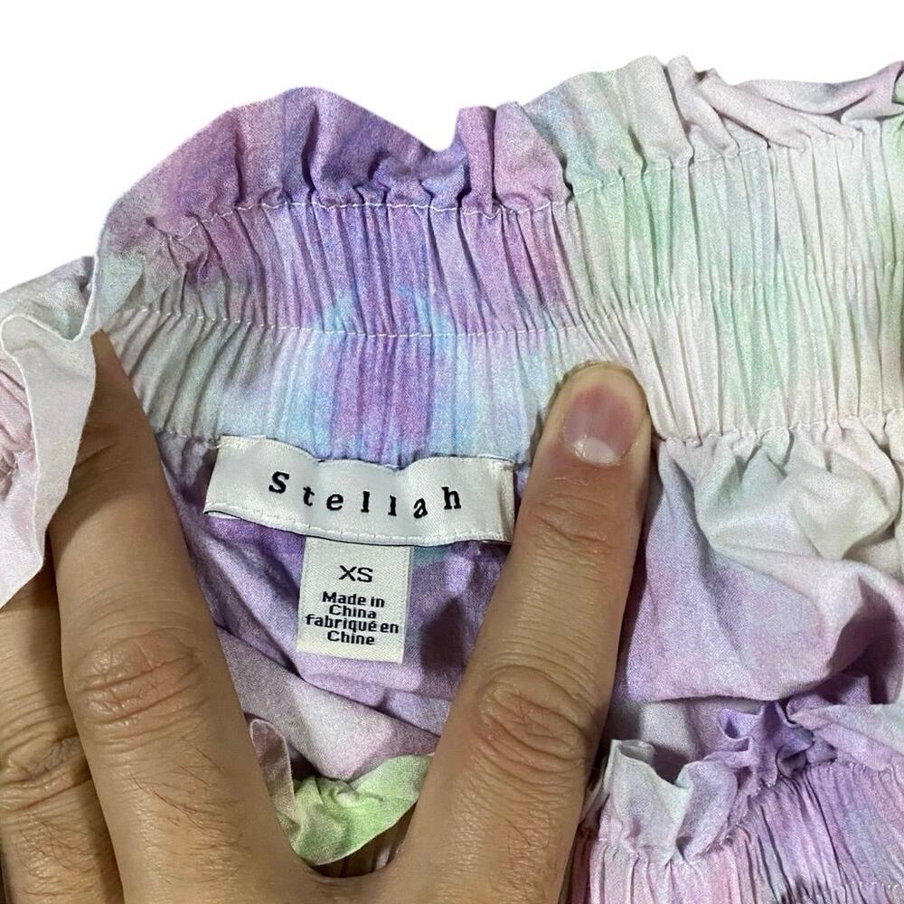 Stellah Tie-dye Ruffled Cotton Mini Skirt - XS - Picture 3 of 4